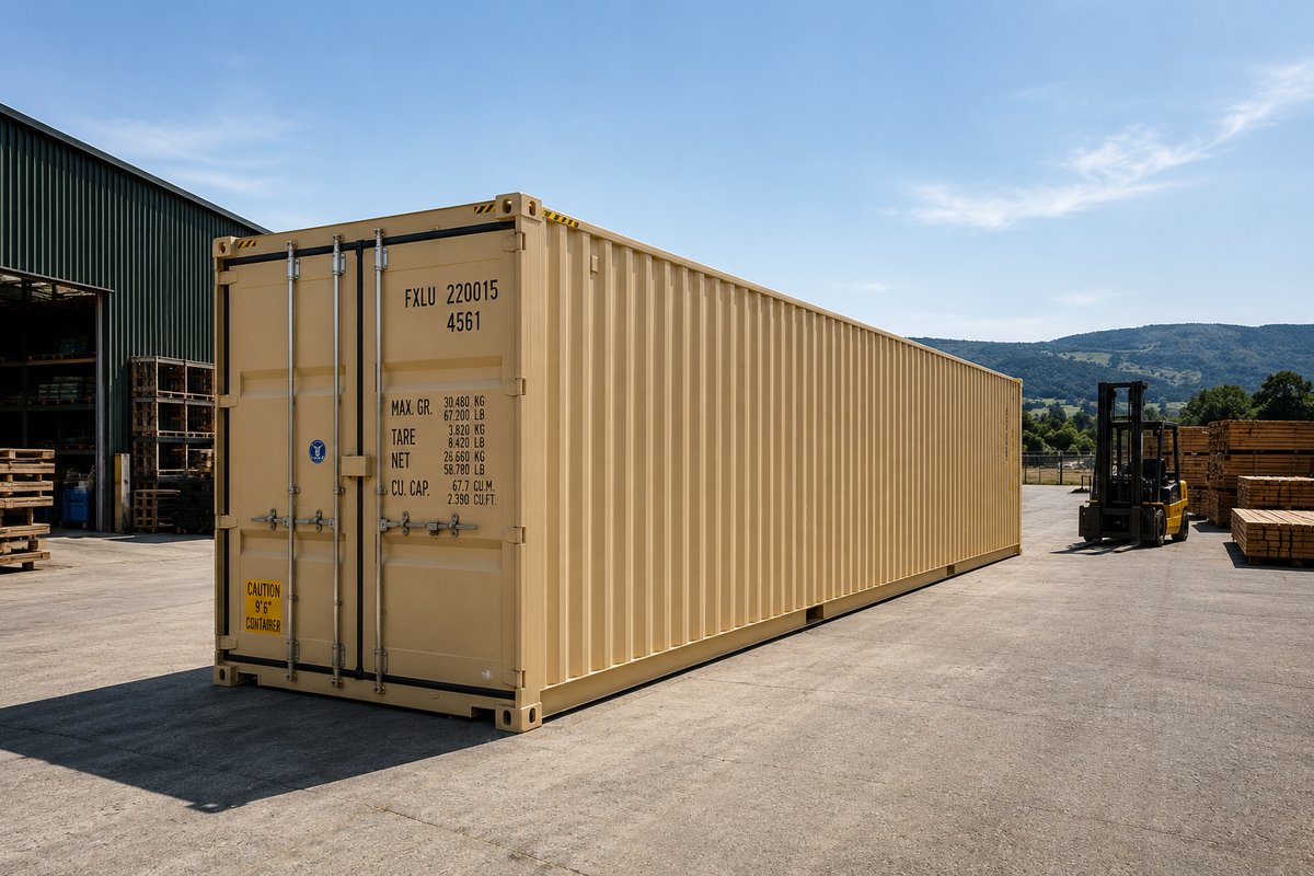 Storage container at a business warehouse yard